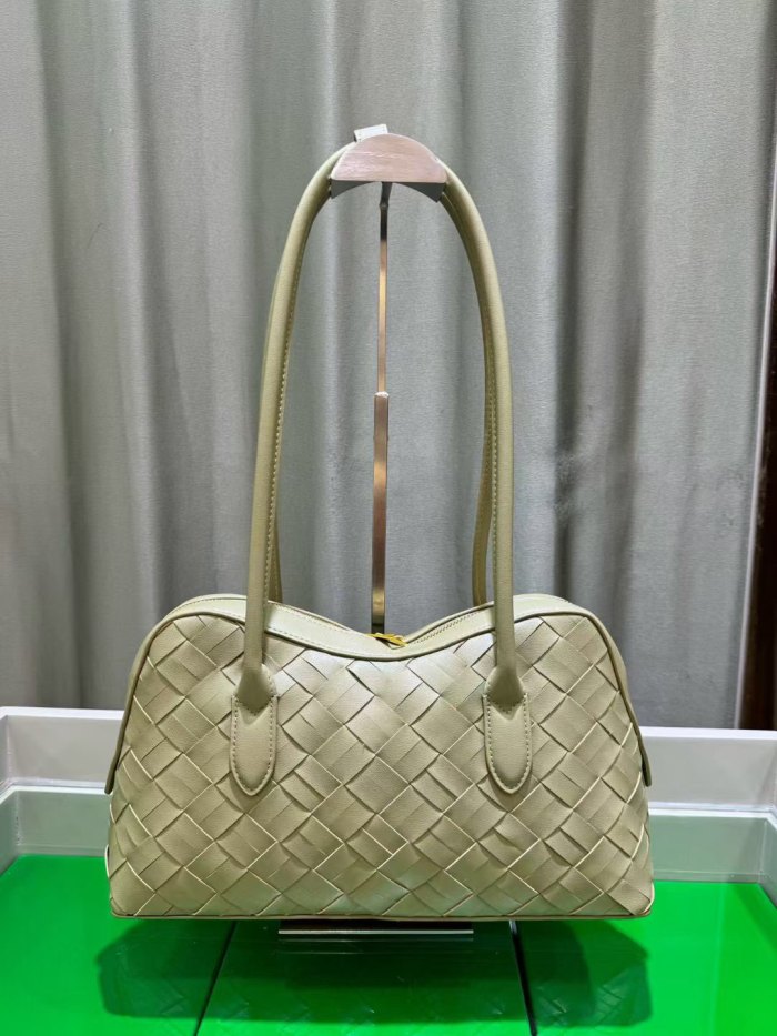 Woven Leather Runway Top Handle Bag
