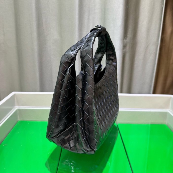 Slouchy Woven Leather Hobo Bag 