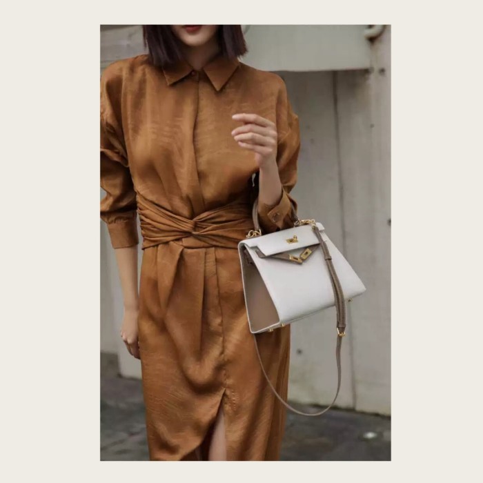 Imported Epsom Leather Tote Satchel Bag 19cm 22cm 25cm