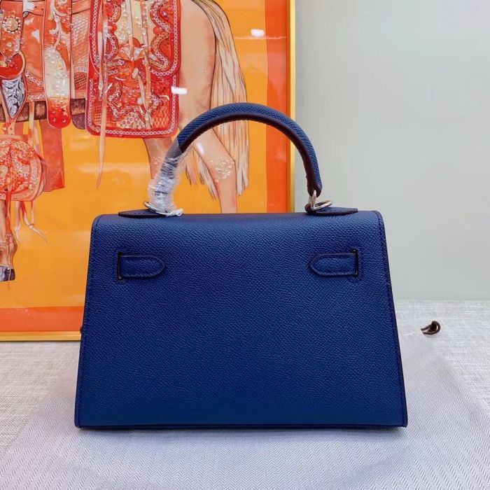 Genuine Cowhile Epsom Leather Desinger Bag with Silver Hardware 19cm 22cm 25cm 28cm