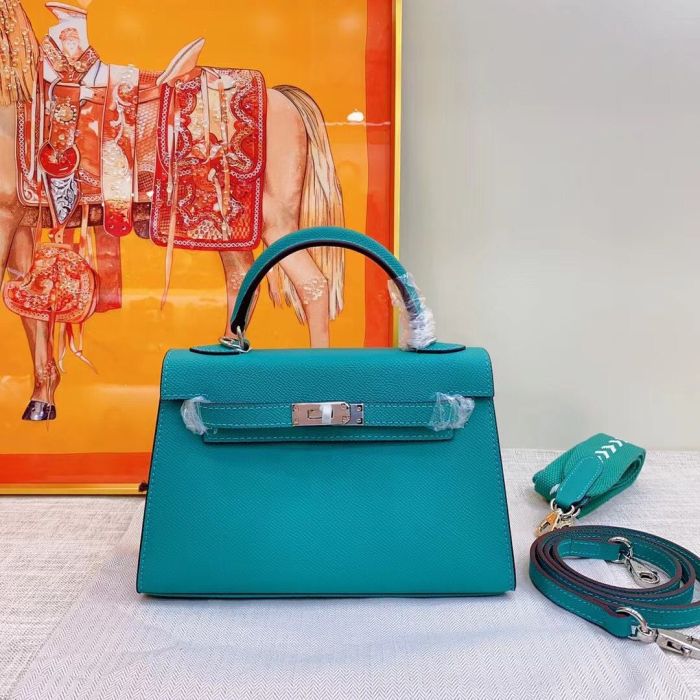 Genuine Cowhile Epsom Leather Desinger Bag with Silver Hardware 19cm 22cm 25cm 28cm