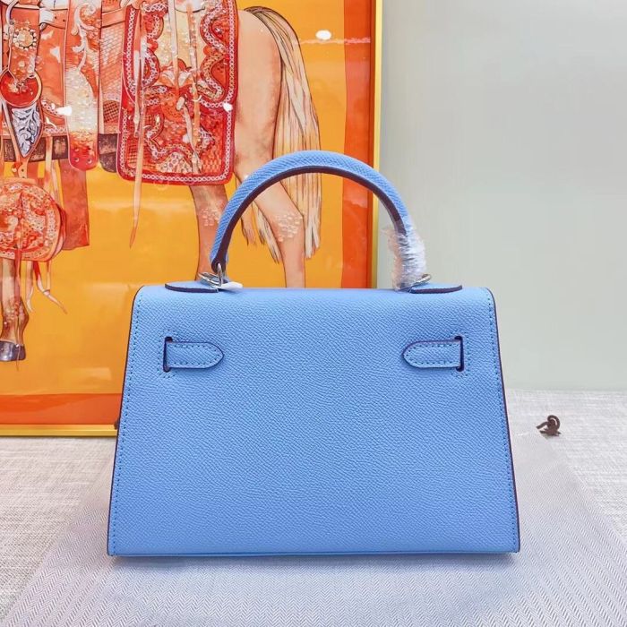 Genuine Cowhile Epsom Leather Desinger Bag with Silver Hardware 19cm 22cm 25cm 28cm