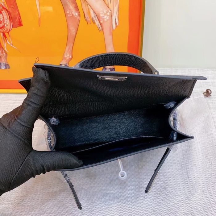Genuine Cowhile Epsom Leather Desinger Bag with Silver Hardware 19cm 22cm 25cm 28cm