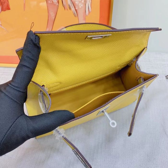 Genuine Cowhile Epsom Leather Desinger Bag with Silver Hardware 19cm 22cm 25cm 28cm