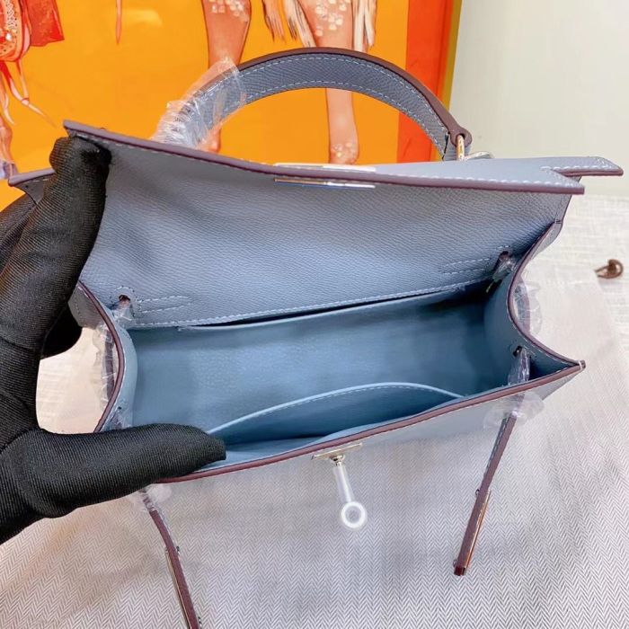 Genuine Cowhile Epsom Leather Desinger Bag with Silver Hardware 19cm 22cm 25cm 28cm