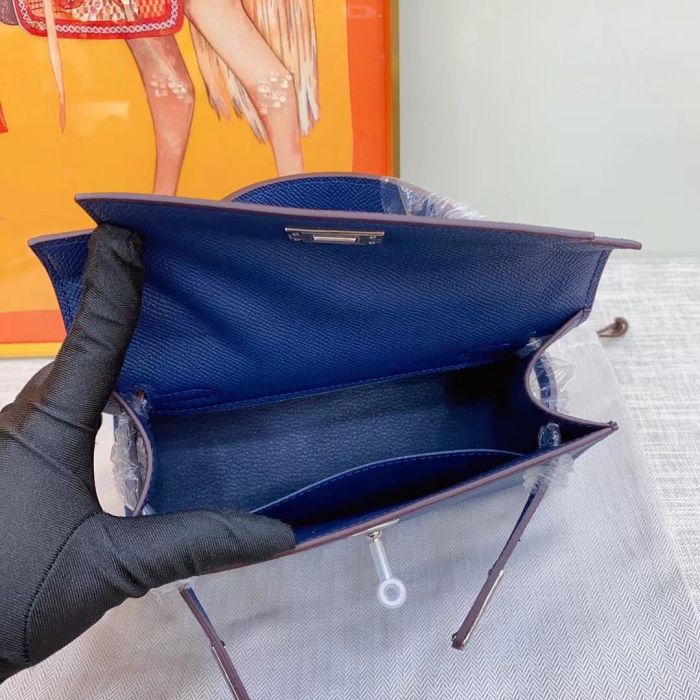 Genuine Cowhile Epsom Leather Desinger Bag with Silver Hardware 19cm 22cm 25cm 28cm