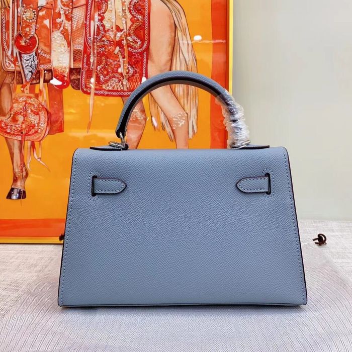 Genuine Cowhile Epsom Leather Desinger Bag with Silver Hardware 19cm 22cm 25cm 28cm