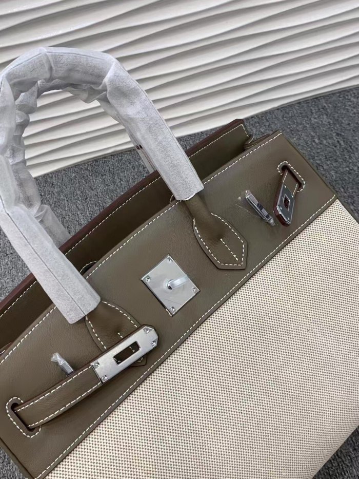 Genuine Swift Leather  Canvas Tote Bag