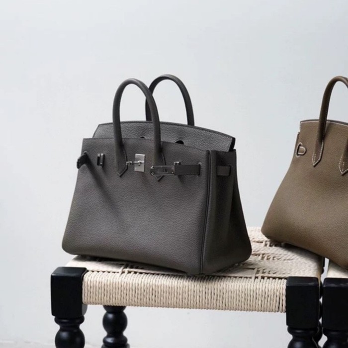 Genuine Togo Calfskin Leather Women Top Handle Bag