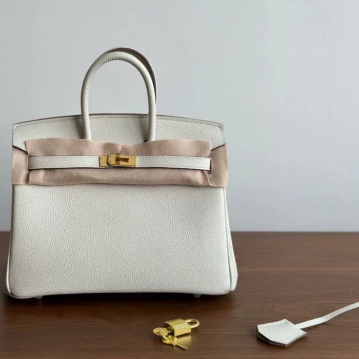 Genuine Togo Calfskin Leather Women Top Handle Bag