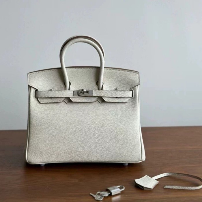 Genuine Togo Calfskin Leather Women Top Handle Bag