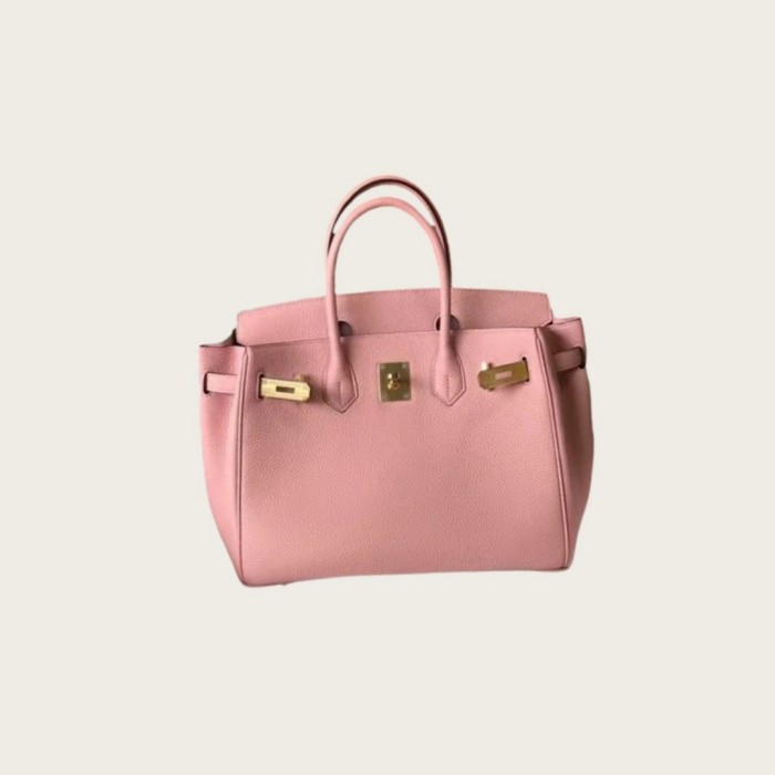 Genuine Togo Calfskin Leather Women Top Handle Bag