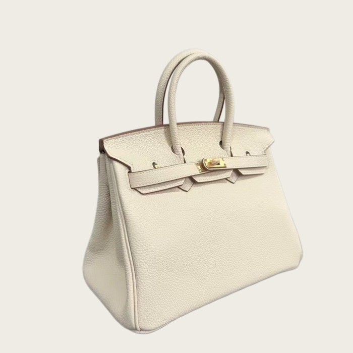 Genuine Togo Calfskin Leather Women Top Handle Bag
