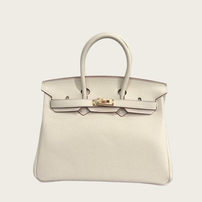 Genuine Togo Calfskin Leather Women Top Handle Bag
