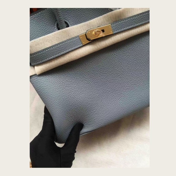 Genuine Togo Calfskin Leather Women Top Handle Bag