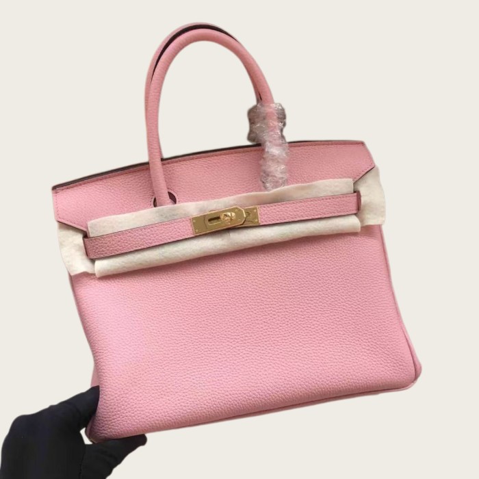 Genuine Togo Calfskin Leather Women Top Handle Bag