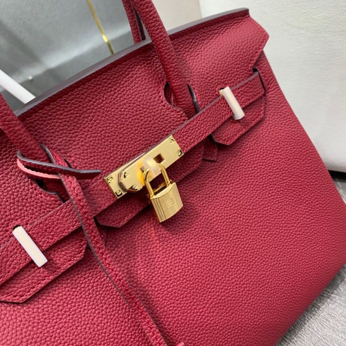 Genuine Togo Leather Top Handle Bag with Strap 20cm 25cm 30cm