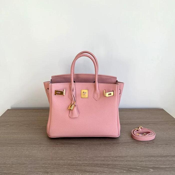 Genuine Togo Leather Top Handle Bag with Strap 20cm 25cm 30cm