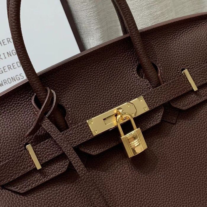 Genuine Togo Leather Top Handle Bag with Strap 20cm 25cm 30cm