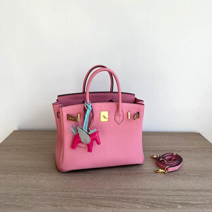 Genuine Togo Leather Top Handle Bag with Strap 20cm 25cm 30cm