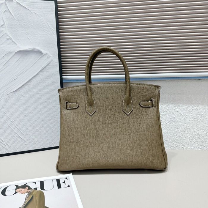 Genuine Togo Leather Top Handle Bag with Strap 20cm 25cm 30cm