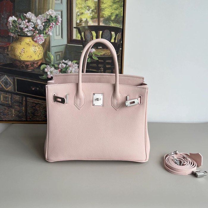 Genuine Togo Leather Top Handle Bag with Strap 20cm 25cm 30cm
