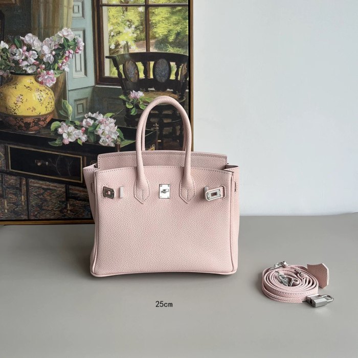 Genuine Togo Leather Top Handle Bag with Strap 20cm 25cm 30cm