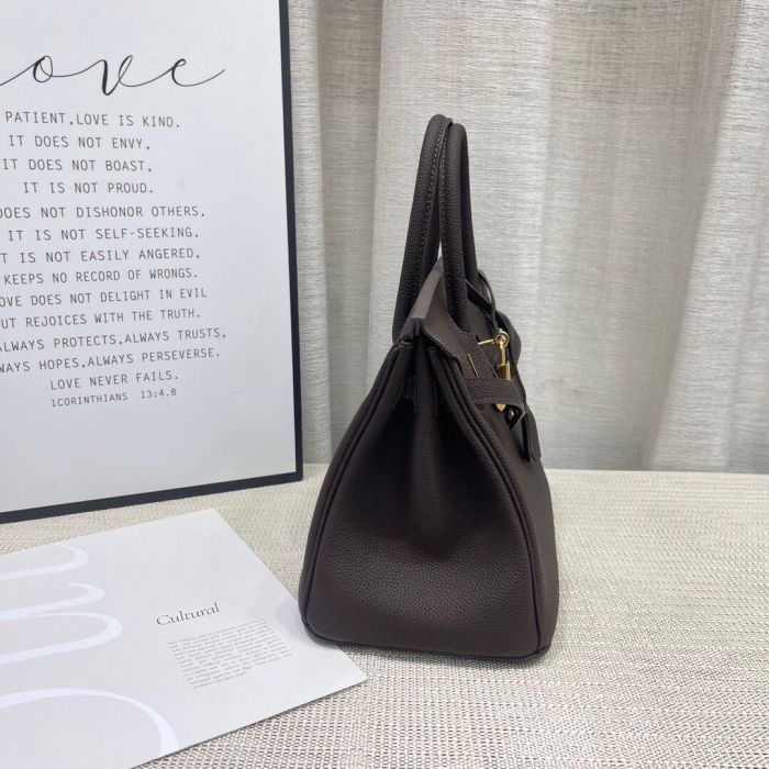 Genuine Togo Leather Top Handle Bag with Strap 20cm 25cm 30cm