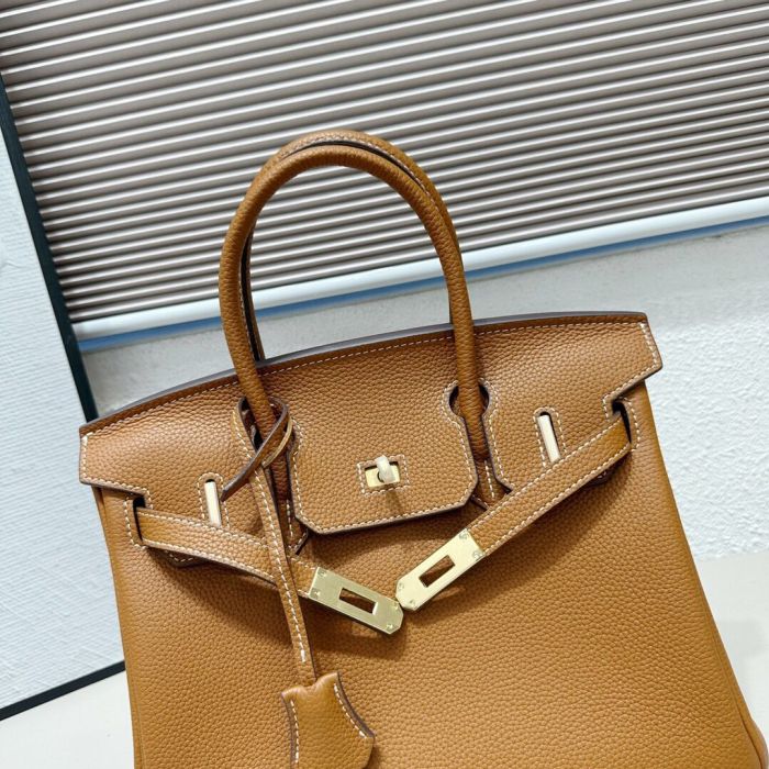 Genuine Togo Leather Top Handle Bag with Strap 20cm 25cm 30cm
