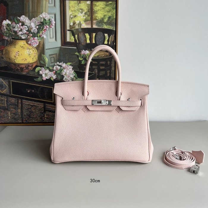 Genuine Togo Leather Top Handle Bag with Strap 20cm 25cm 30cm
