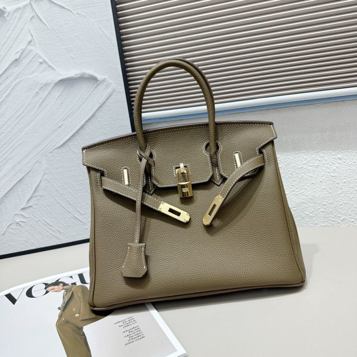 Genuine Togo Leather Top Handle Bag with Strap 20cm 25cm 30cm