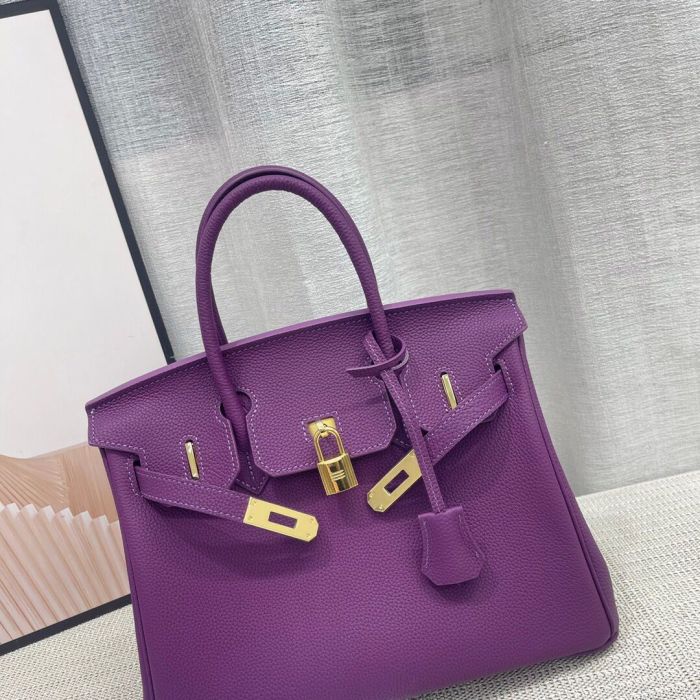 Genuine Togo Leather Top Handle Bag with Strap 20cm 25cm 30cm
