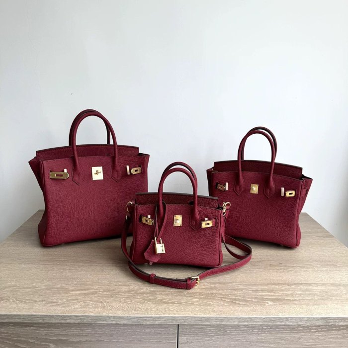 Genuine Togo Leather Top Handle Bag with Strap 20cm 25cm 30cm