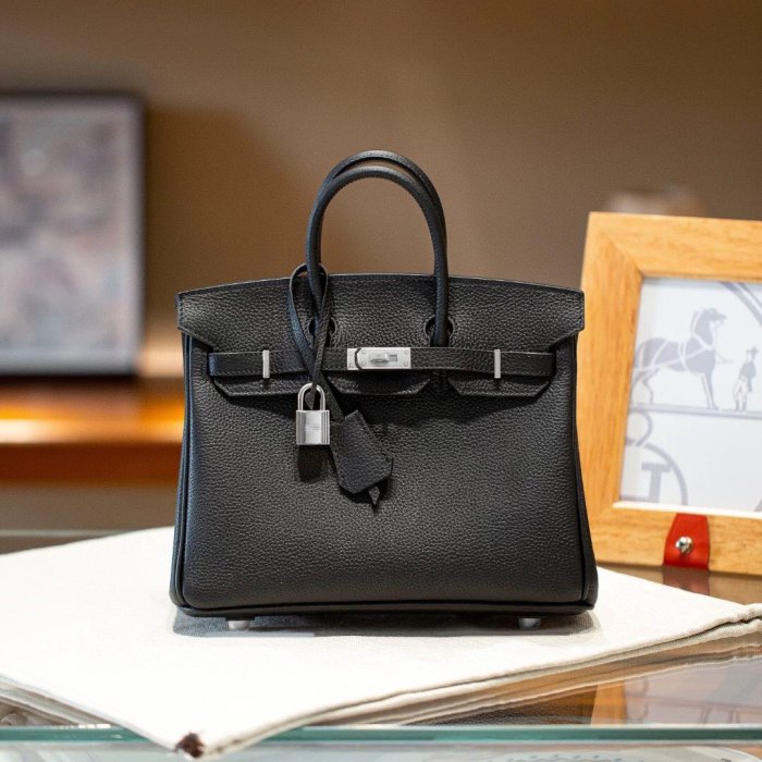 Genuine Togo Leather Women Top Handle Bag