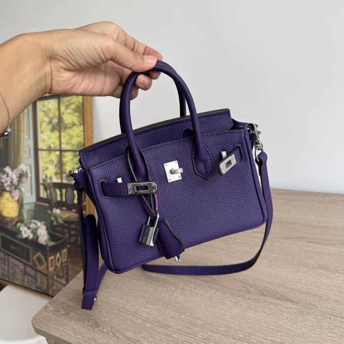 Genuine Togo Leather Top Handle Bag with Strap 20cm 25cm 30cm