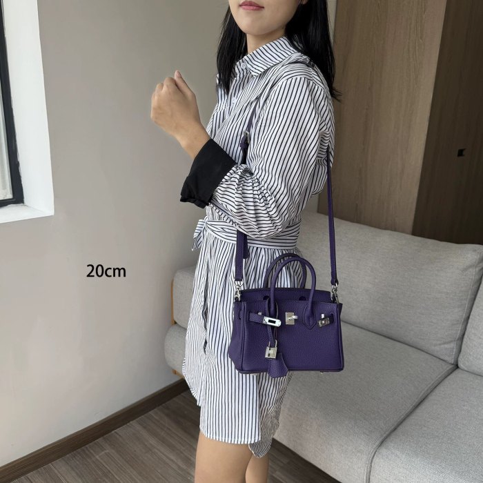 Genuine Togo Leather Top Handle Bag with Strap 20cm 25cm 30cm