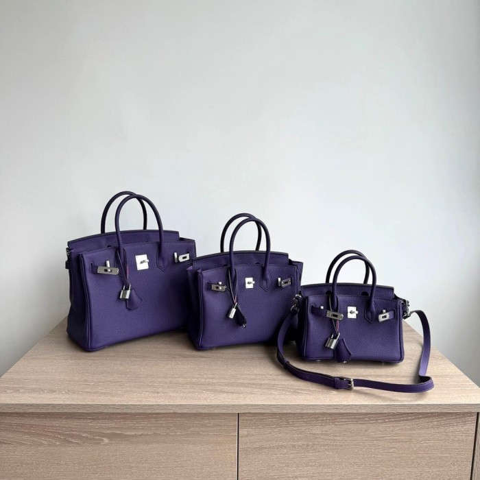 Genuine Togo Leather Top Handle Bag with Strap 20cm 25cm 30cm