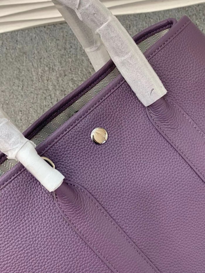 Top-Grain Pebbled Leather Garden Party Style Tote Bag