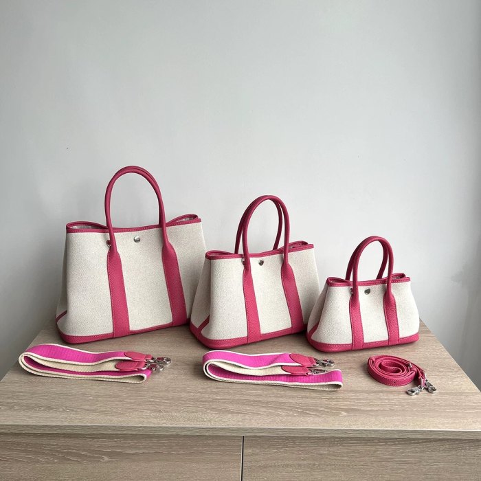 Genuine Cowhile Leather Canvas GardenParty Bag