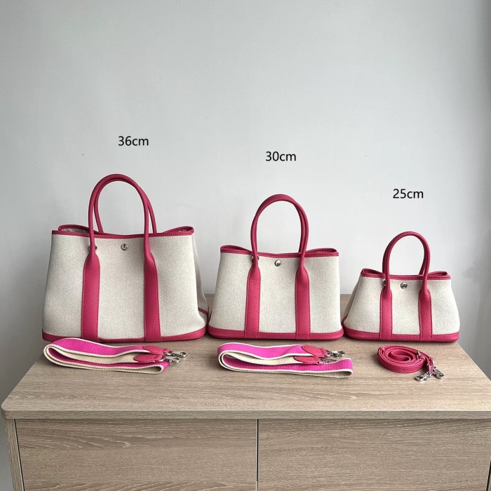 Genuine Cowhile Leather Canvas GardenParty Bag