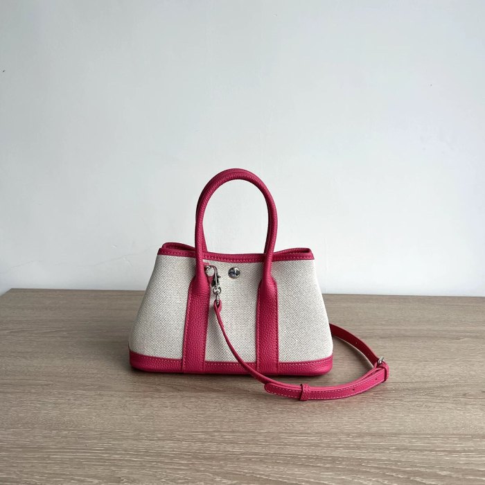 Genuine Cowhile Leather Canvas GardenParty Bag