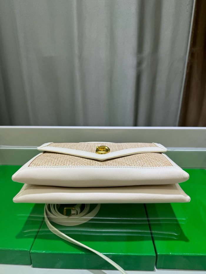 Raffia Envelope Top-Handle Bag