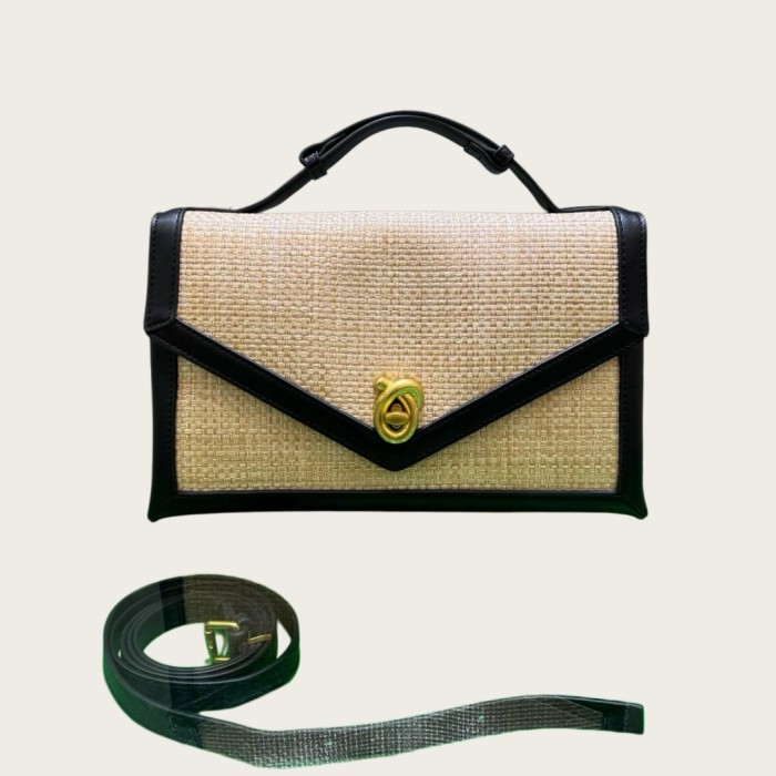 Raffia Envelope Top-Handle Bag