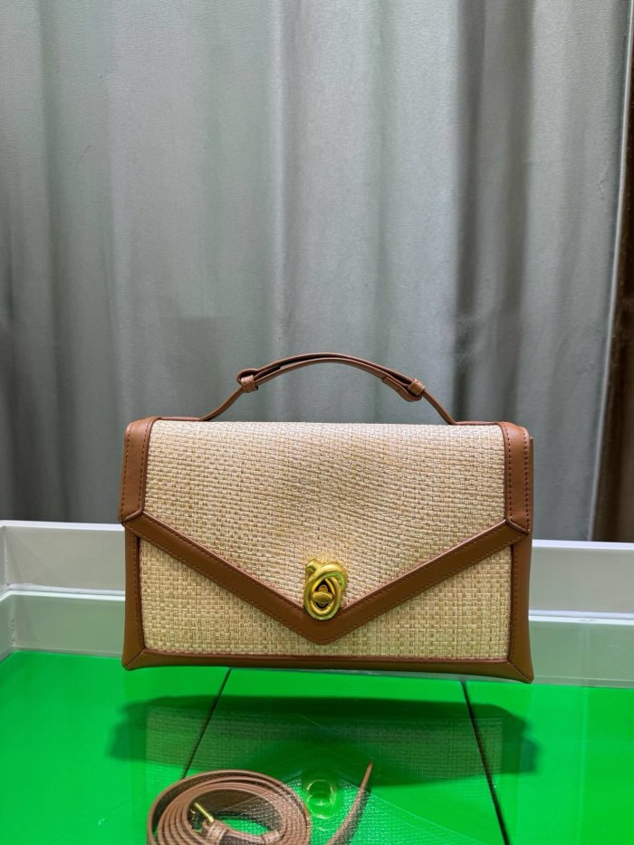 Raffia Envelope Top-Handle Bag