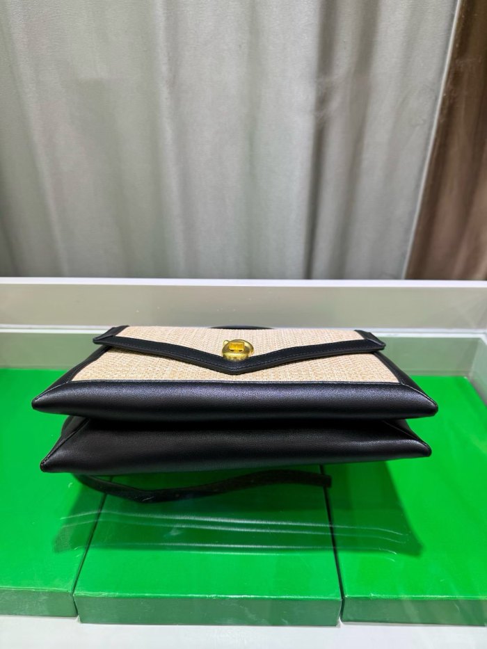 Raffia Envelope Top-Handle Bag