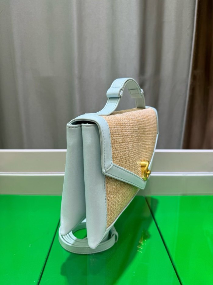 Raffia Envelope Top-Handle Bag