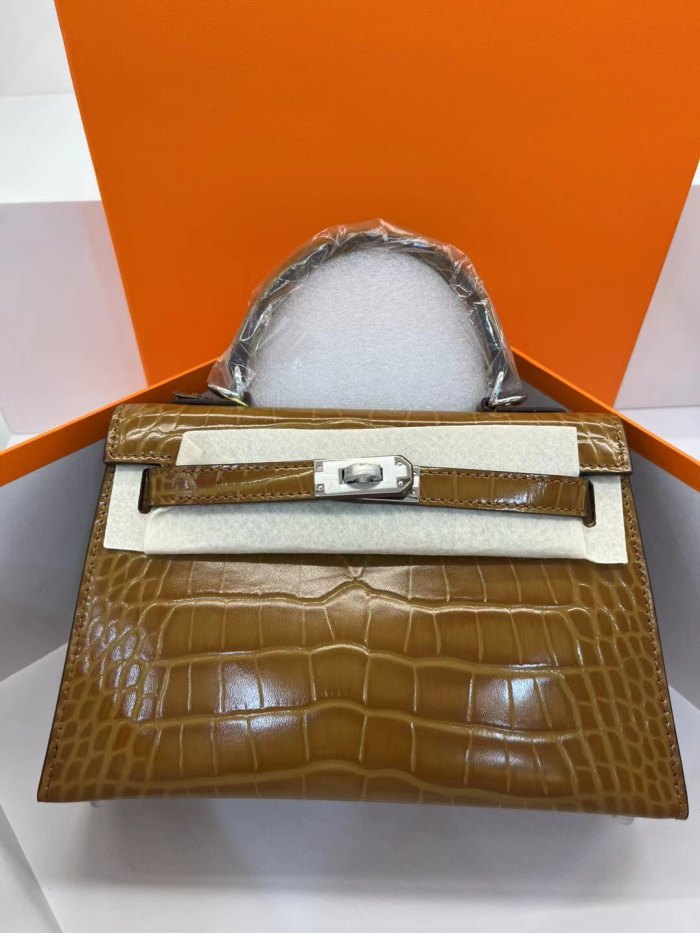 Imported Crocodile-Embossed Leather Bag
