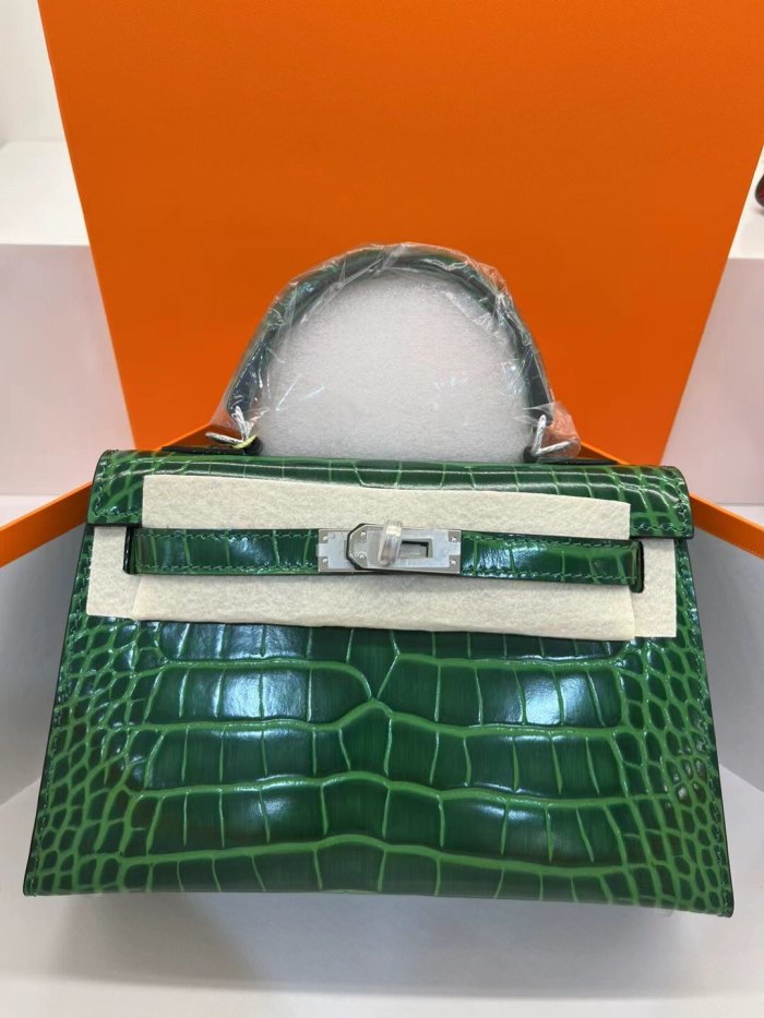 Imported Crocodile-Embossed Leather Bag