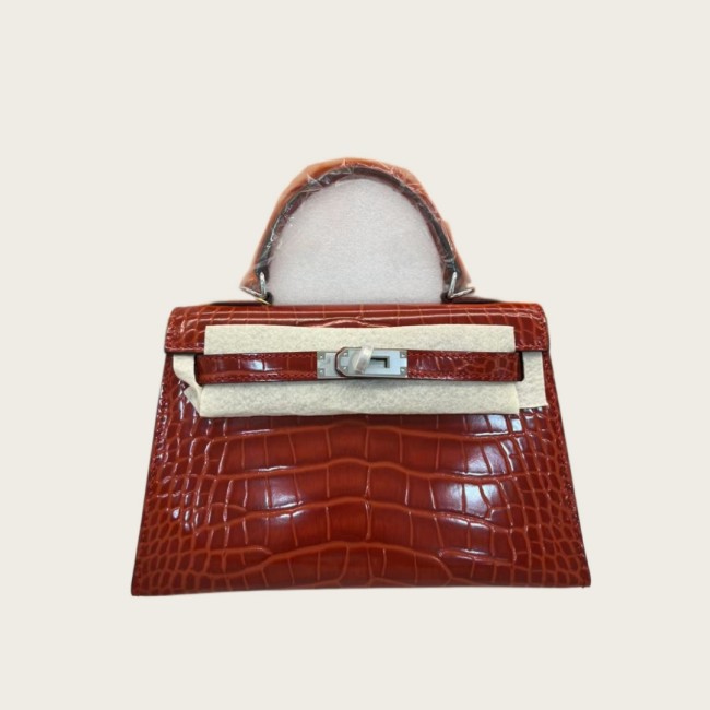 Imported Crocodile-Embossed Leather Bag
