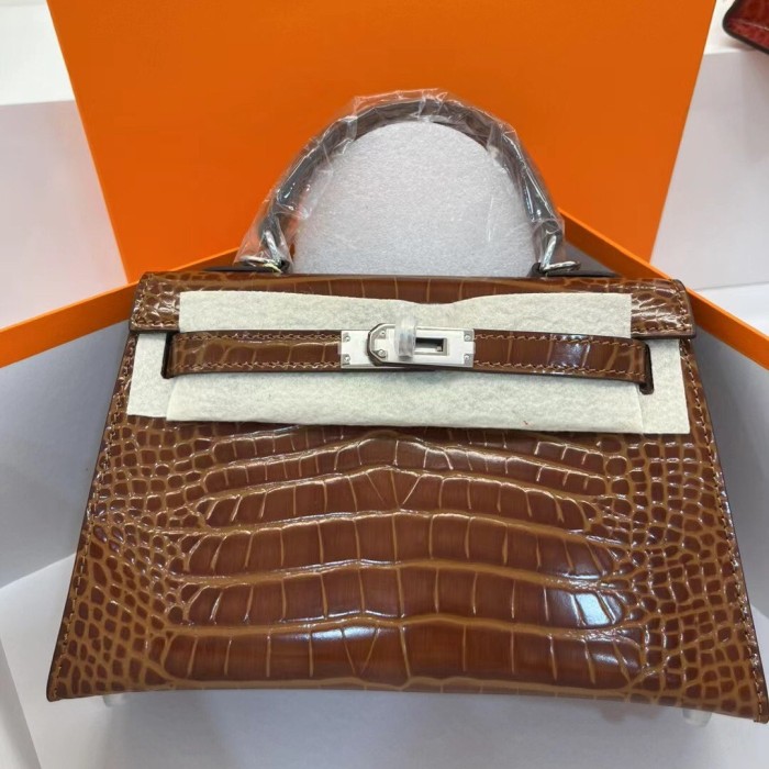 Imported Crocodile-Embossed Leather Bag
